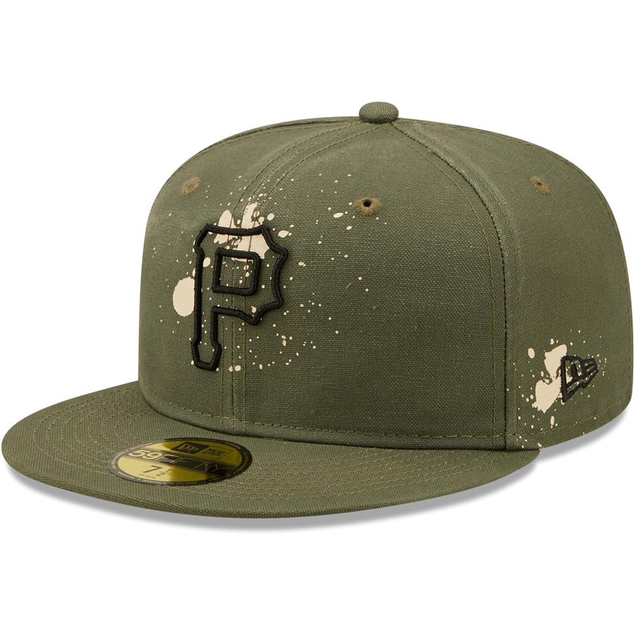 Pittsburgh Pirates New Era Splatter 59FIFTY Fitted Hat - Olive