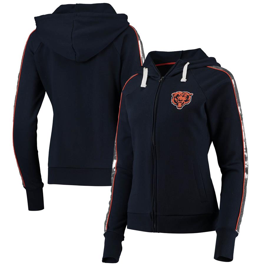 Chicago Bears G-III 4Her by Carl Banks Women's Game Changer Raglan Full-Zip Hoodie - Navy
