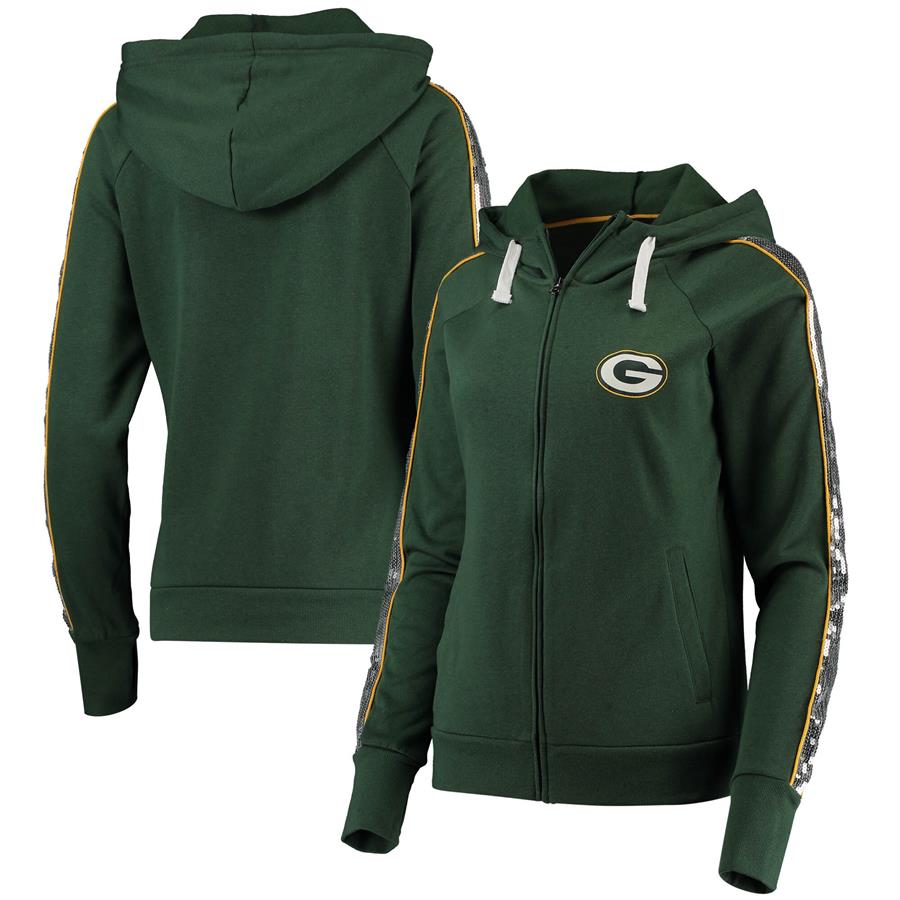 Green Bay Packers G-III 4Her by Carl Banks Women's Game Changer Raglan Full-Zip Hoodie - Green