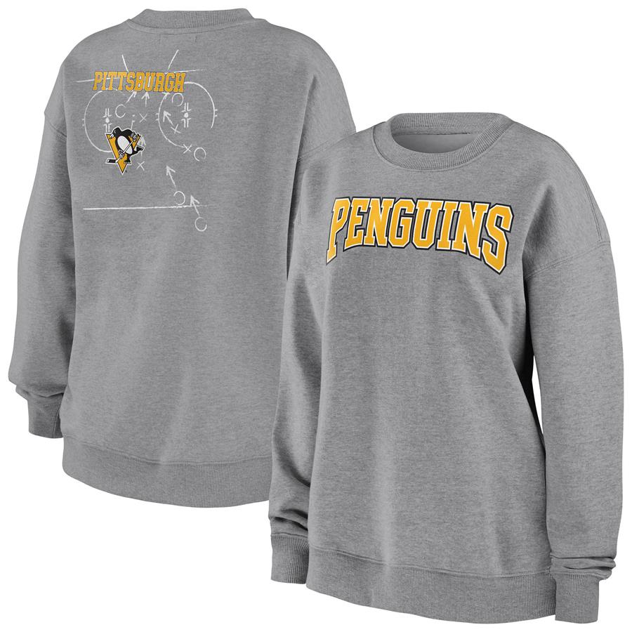 Pittsburgh Penguins WEAR by Erin Andrews Women's Oversized Pullover Sweatshirt - Heathered Gray