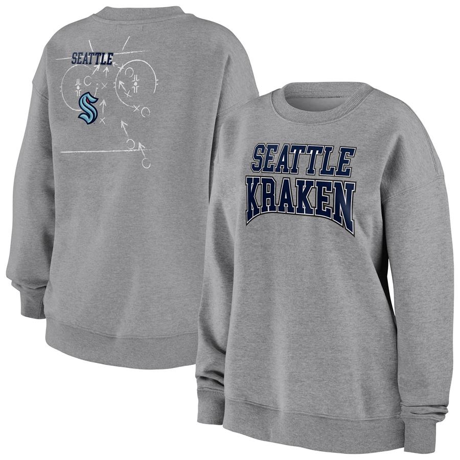 Seattle Kraken WEAR by Erin Andrews Women's Oversized Pullover Sweatshirt - Heathered Gray