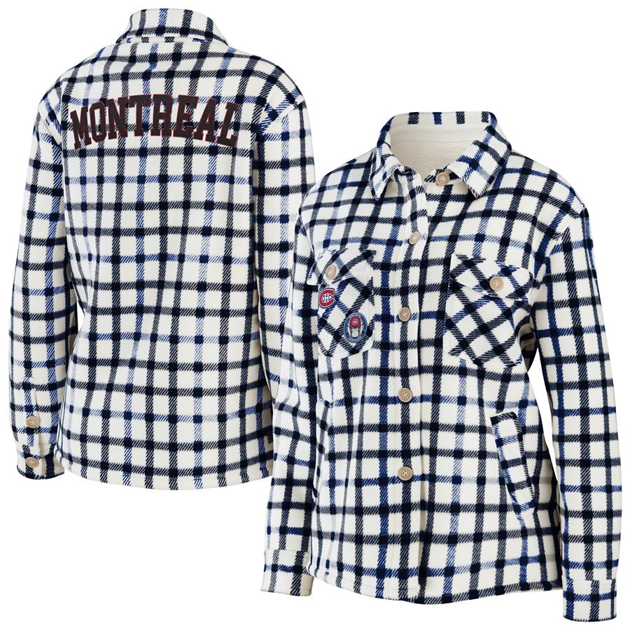 Женская рубашка-куртка Montreal Canadiens WEAR by Erin Andrews Plaid Button-Up (бежевый меланж)