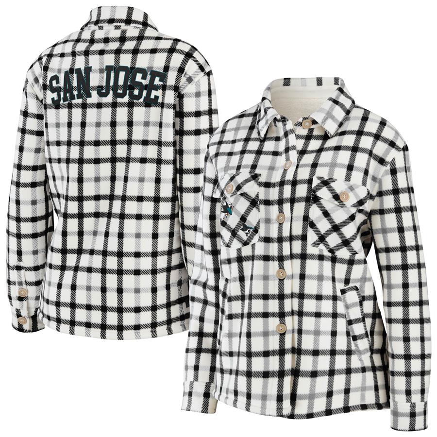 Женская рубашка-куртка San Jose Sharks WEAR by Erin Andrews Plaid Button-Up (бежевый меланж)