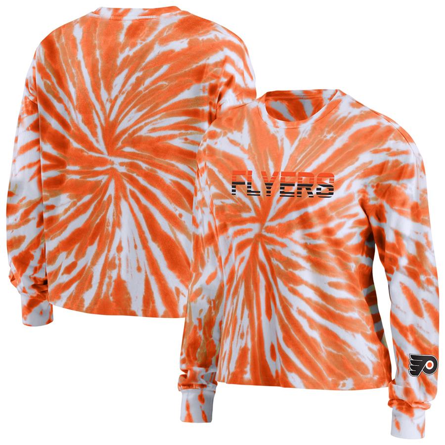 Philadelphia Flyers WEAR by Erin Andrews Women's Tie-Dye Long Sleeve T-Shirt - Orange