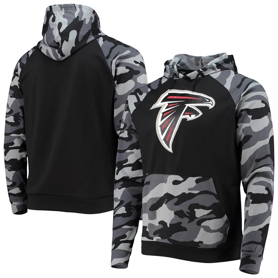 Atlanta Falcons FOCO Camo Raglan Pullover Hoodie - Black