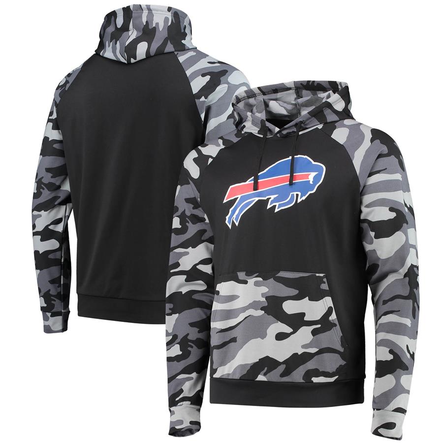 Buffalo Bills FOCO Camo Raglan Pullover Hoodie - Black