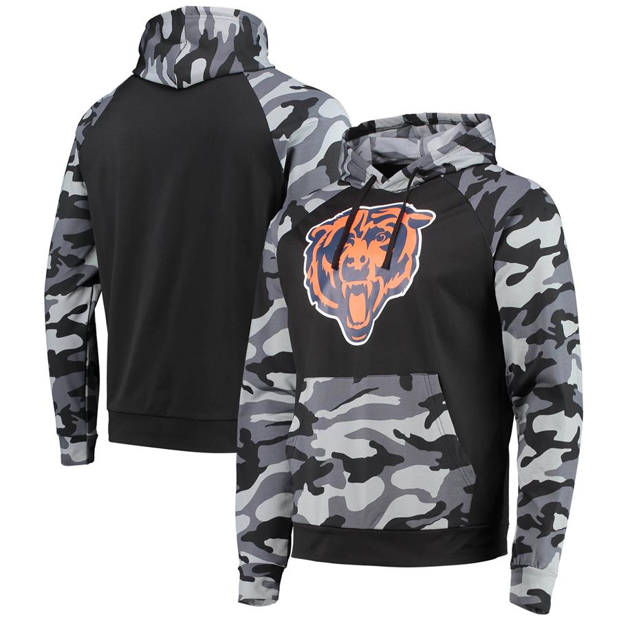 Chicago Bears FOCO Camo Raglan Pullover Hoodie - Black