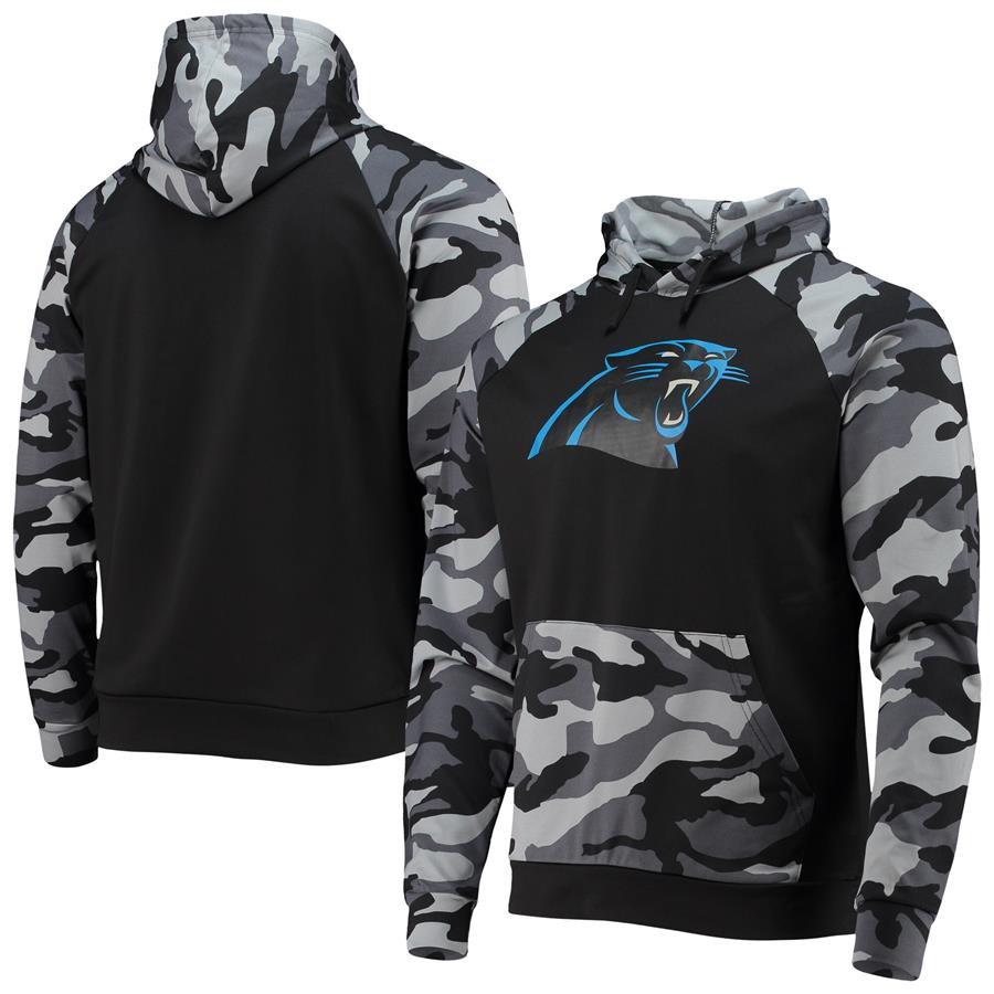 Carolina Panthers FOCO Camo Raglan Pullover Hoodie - Black