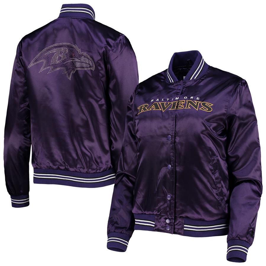 Baltimore Ravens Starter Women's Varsity Lover Satin Full-Snap Jacket - Purple