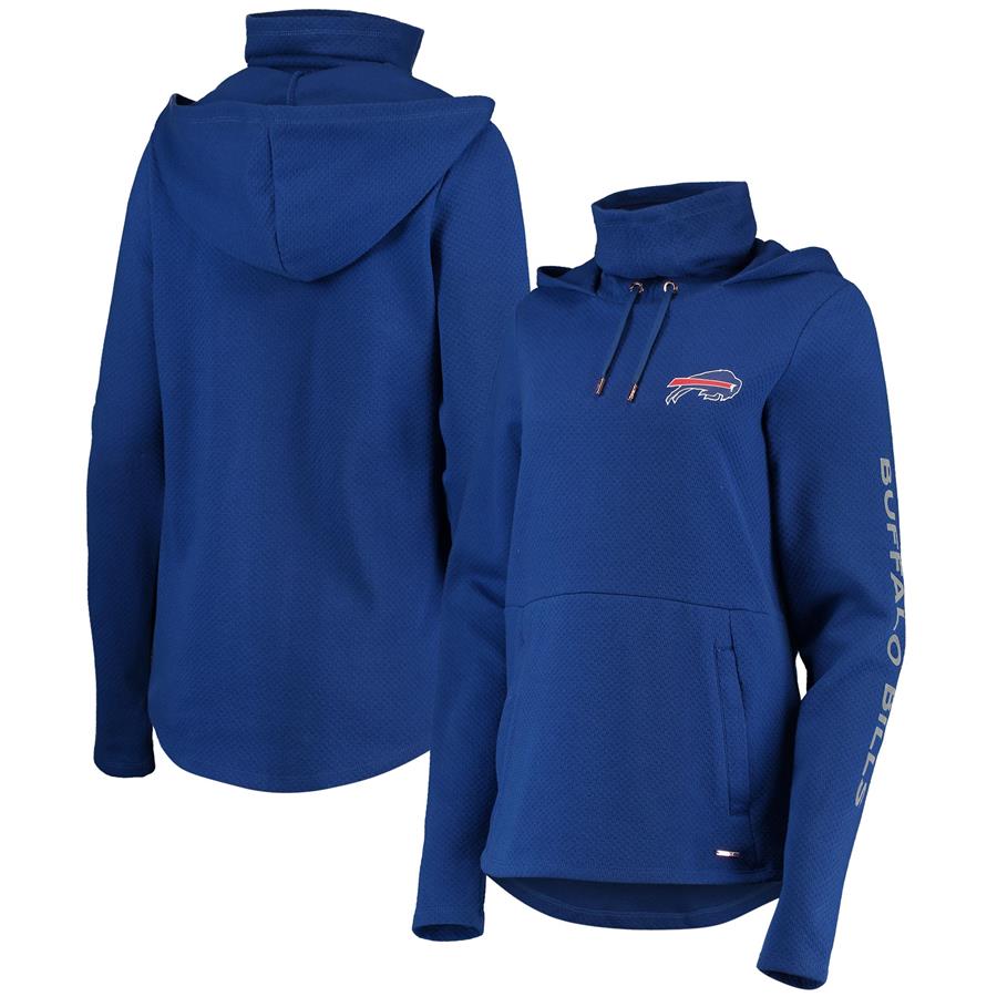 Buffalo Bills MSX by Michael Strahan Women's Amelia Turtleneck Tri-Blend Pullover Hoodie - Royal