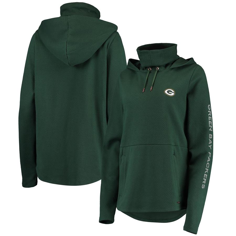 Green Bay Packers MSX by Michael Strahan Women's Amelia Turtleneck Tri-Blend Pullover Hoodie - Green
