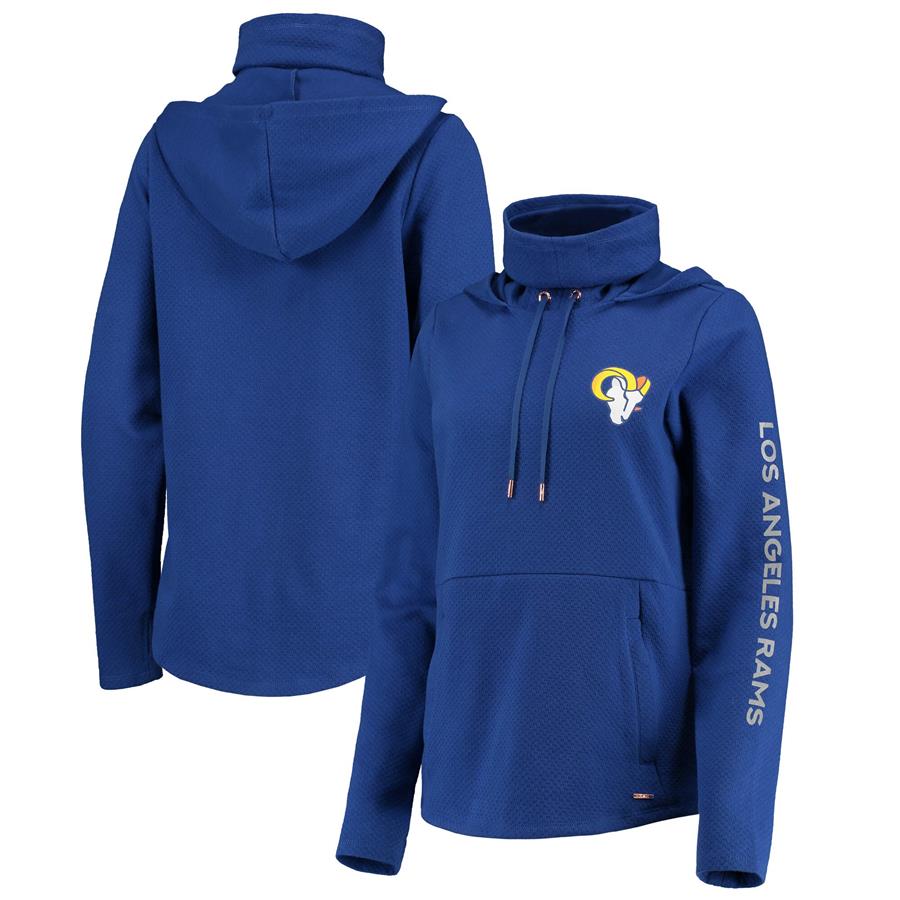 Los Angeles Rams MSX by Michael Strahan Women's Amelia Turtleneck Tri-Blend Pullover Hoodie - Royal