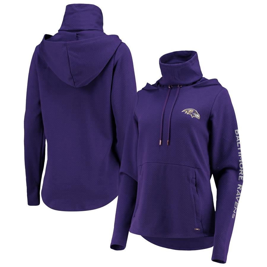 Baltimore Ravens MSX by Michael Strahan Women's Amelia Turtleneck Tri-Blend Pullover Hoodie - Purple