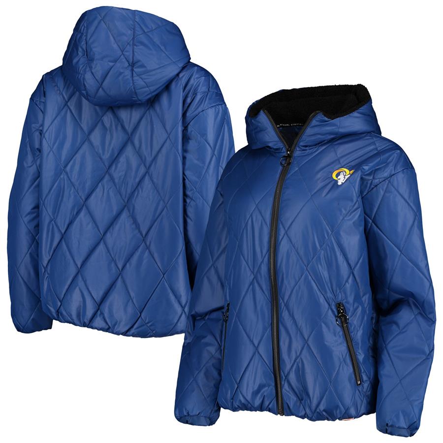 Los Angeles Rams MSX by Michael Strahan Women's Charlotte Full-Zip Hoodie Puffer Jacket - Royal