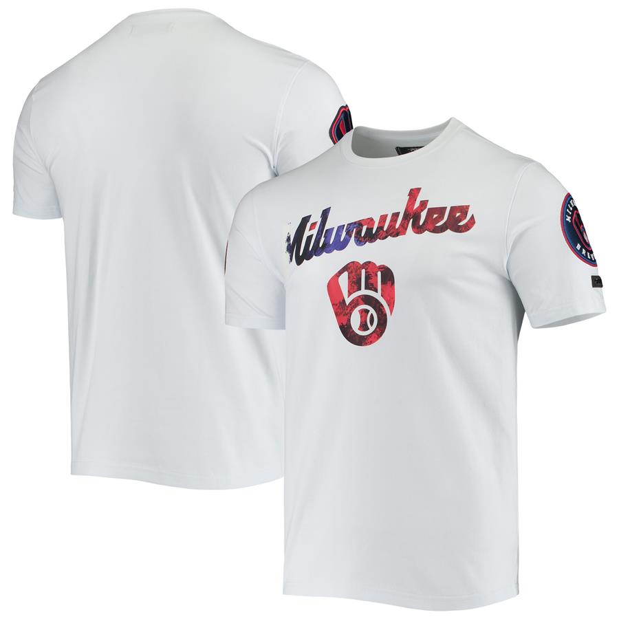 Milwaukee Brewers Pro Standard Red, White & Blue T-Shirt - White