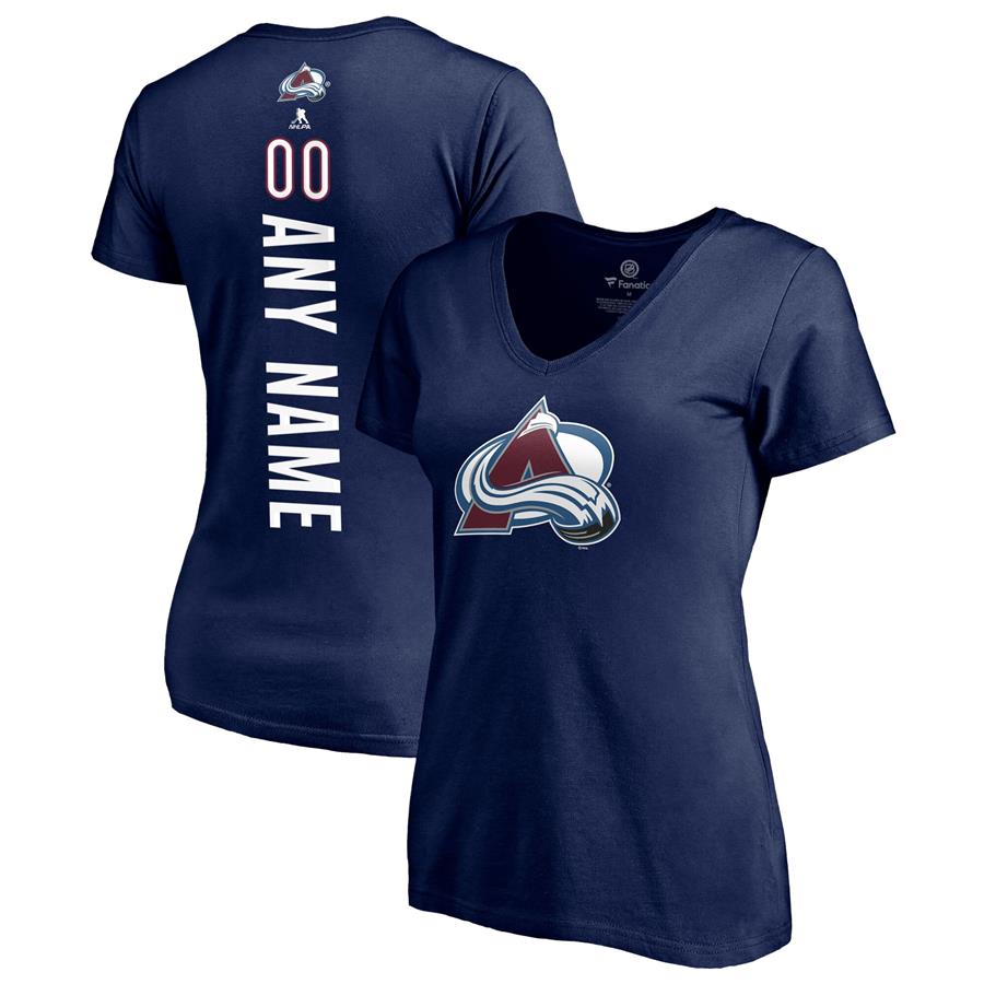 Colorado Avalanche Fanatics Branded Women's Any Name & Number Playmaker V-Neck T-Shirt- Navy