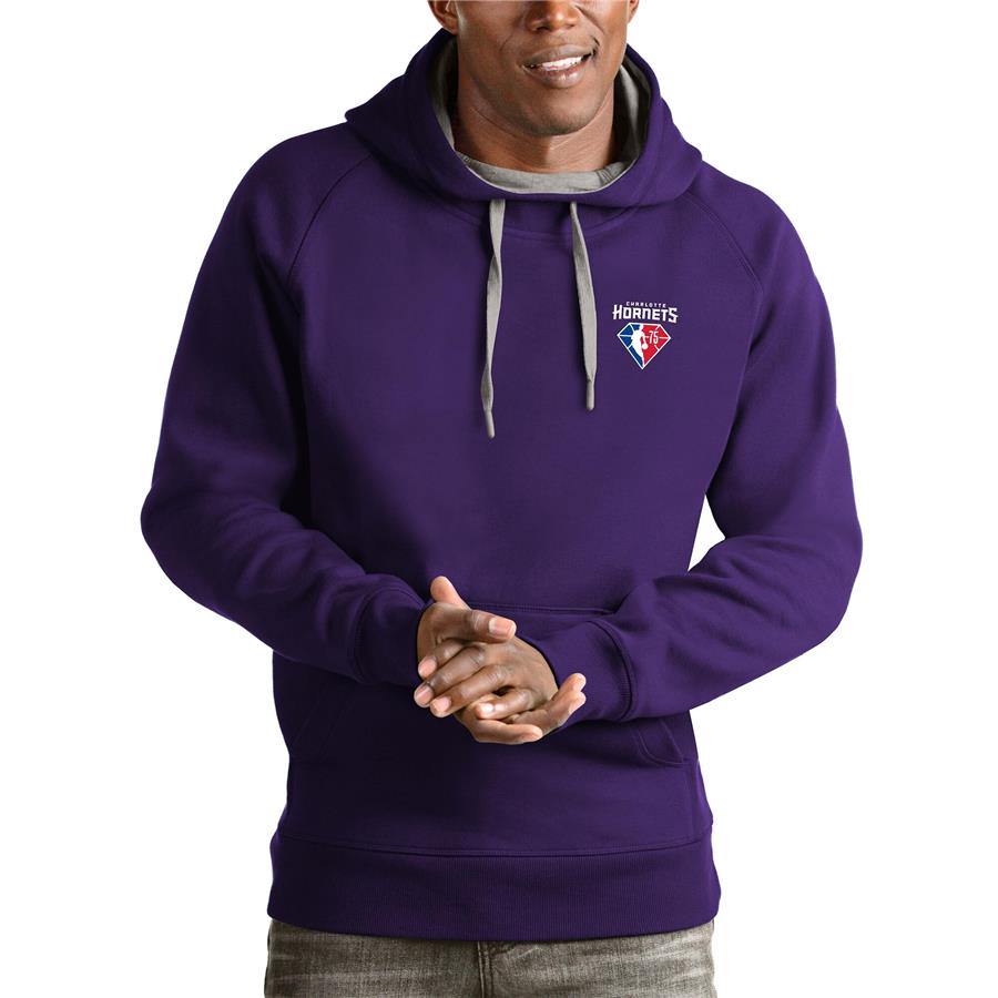 Charlotte Hornets Antigua NBA 75th Anniversary Victory Pullover Hoodie - Purple