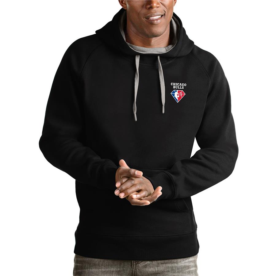 Chicago Bulls Antigua NBA 75th Anniversary Victory Pullover Hoodie - Black
