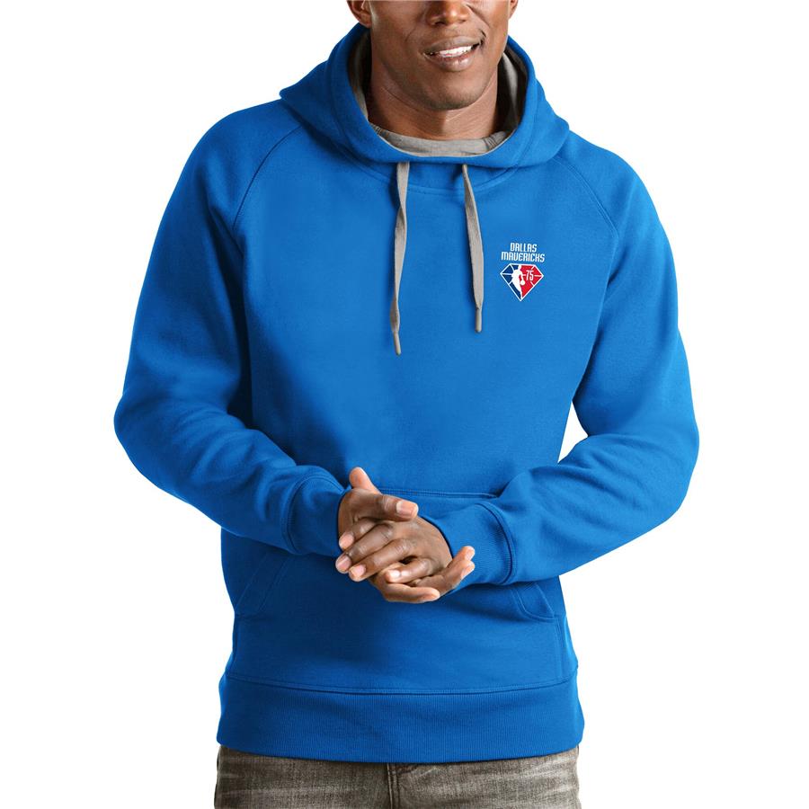 Dallas Mavericks Antigua NBA 75th Anniversary Victory Pullover Hoodie - Blue