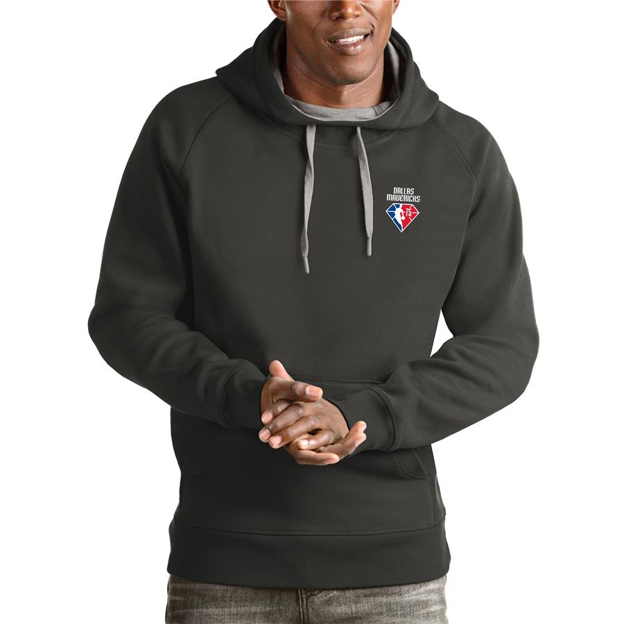 Dallas Mavericks Antigua NBA 75th Anniversary Victory Pullover Hoodie - Charcoal