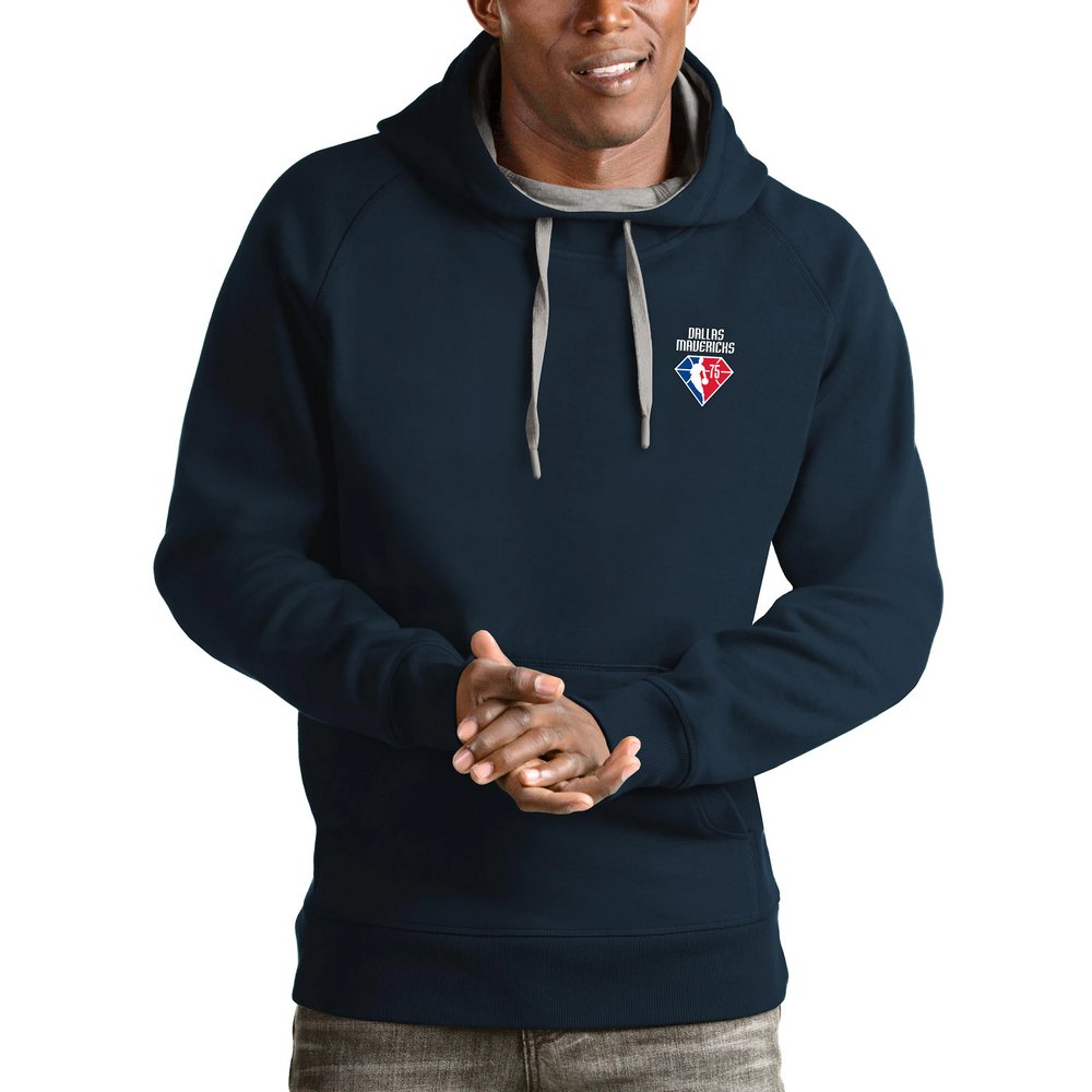 Dallas Mavericks Antigua NBA 75th Anniversary Victory Pullover Hoodie - Navy