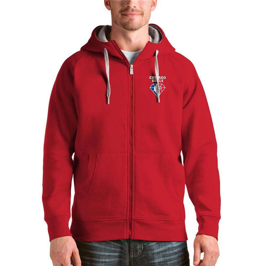 Chicago Bulls Antigua NBA 75th Anniversary Victory Full-Zip Hoodie - Red