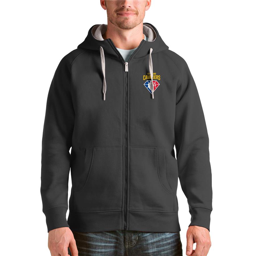 Cleveland Cavaliers Antigua NBA 75th Anniversary Victory Full-Zip Hoodie - Charcoal
