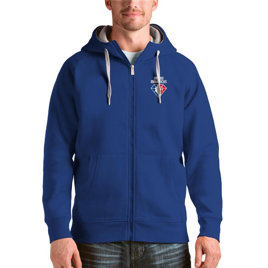 Dallas Mavericks Antigua NBA 75th Anniversary Victory Full-Zip Hoodie - Royal