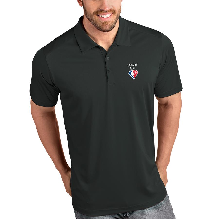 Brooklyn Nets Antigua NBA 75th Anniversary Tribute Polo - Gray