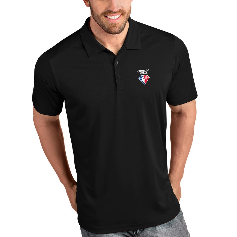 Chicago Bulls Antigua NBA 75th Anniversary Tribute Polo - Black