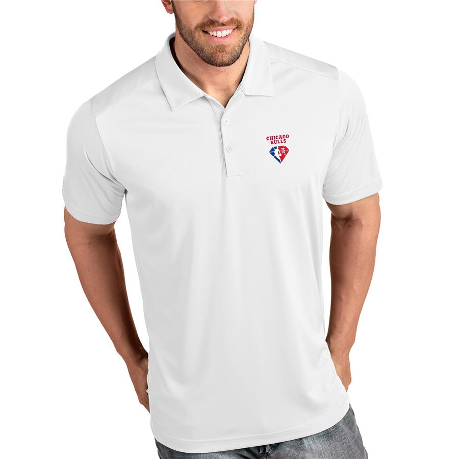 Chicago Bulls Antigua NBA 75th Anniversary Tribute Polo - White