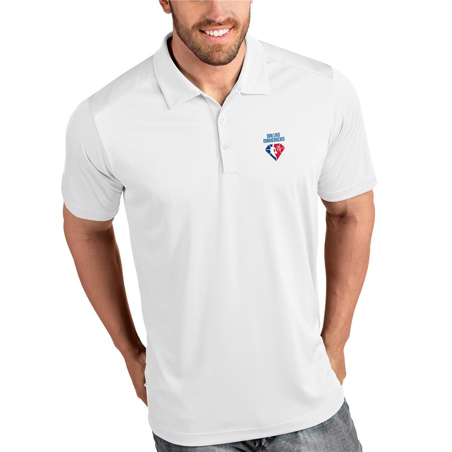 Dallas Mavericks Antigua NBA 75th Anniversary Tribute Polo - White