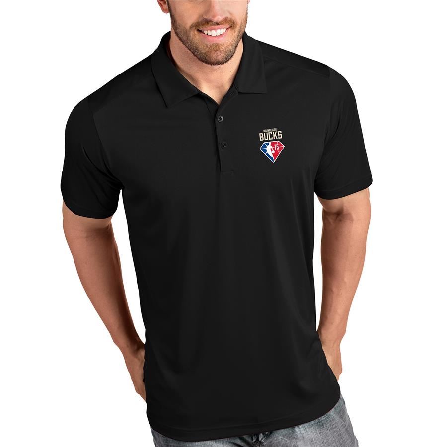 Milwaukee Bucks Antigua NBA 75th Anniversary Tribute Polo - Black