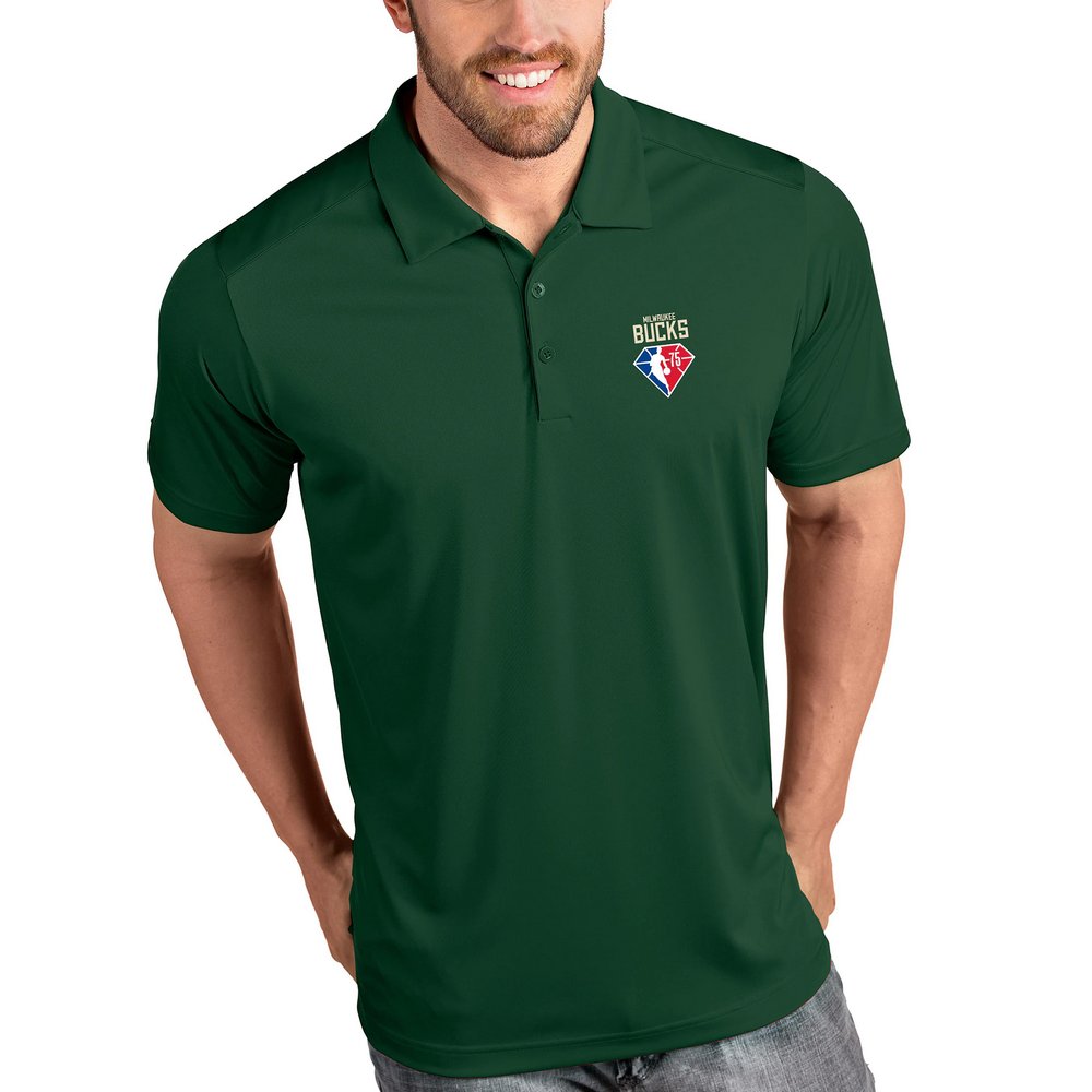 Milwaukee Bucks Antigua NBA 75th Anniversary Tribute Polo - Hunter Green