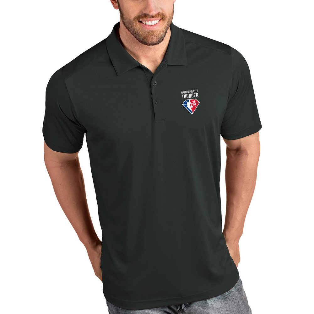 Oklahoma City Thunder Antigua NBA 75th Anniversary Tribute Polo - Gray