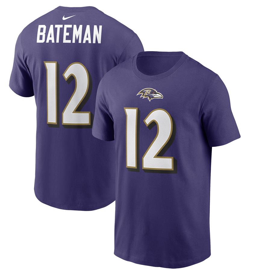 Rashod Bateman Baltimore Ravens Nike 2021 NFL Draft First Round Pick Player Name & Number T-Shirt - Purple