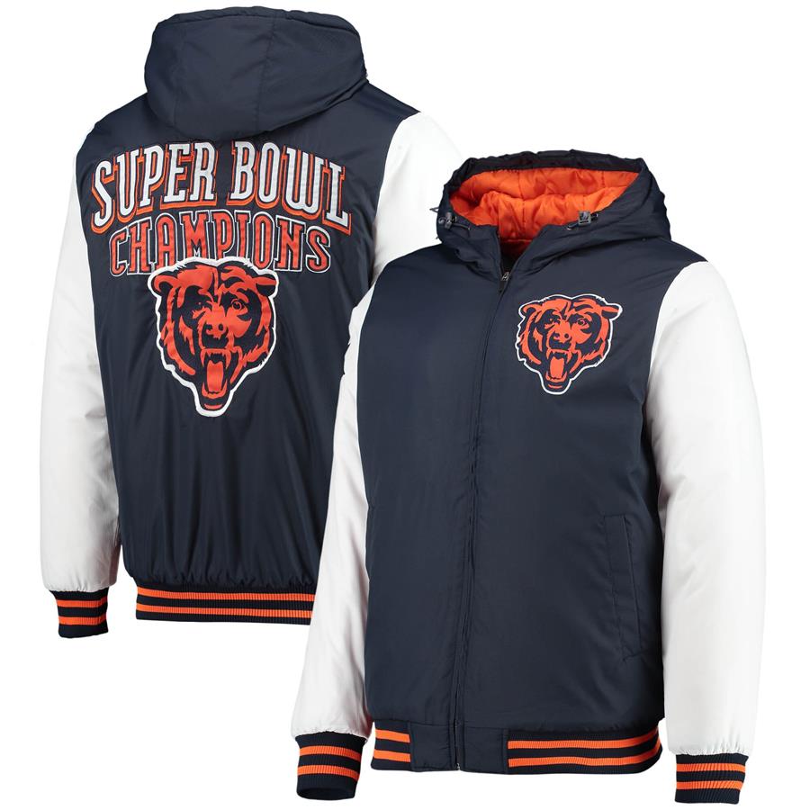 Chicago Bears G-III Sports by Carl Banks Spike Commemorative Varsity Full-Zip Jacket- Navy