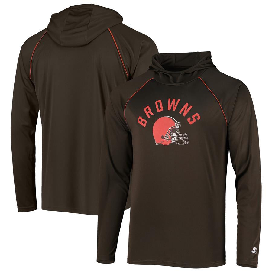 Cleveland Browns Starter Raglan Long Sleeve Hoodie T-Shirt - Brown