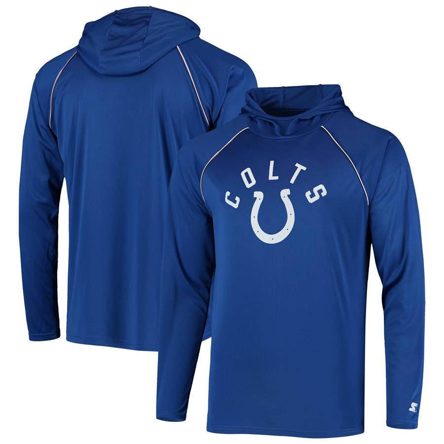 Indianapolis Colts Starter Raglan Long Sleeve Hoodie T-Shirt - Royal