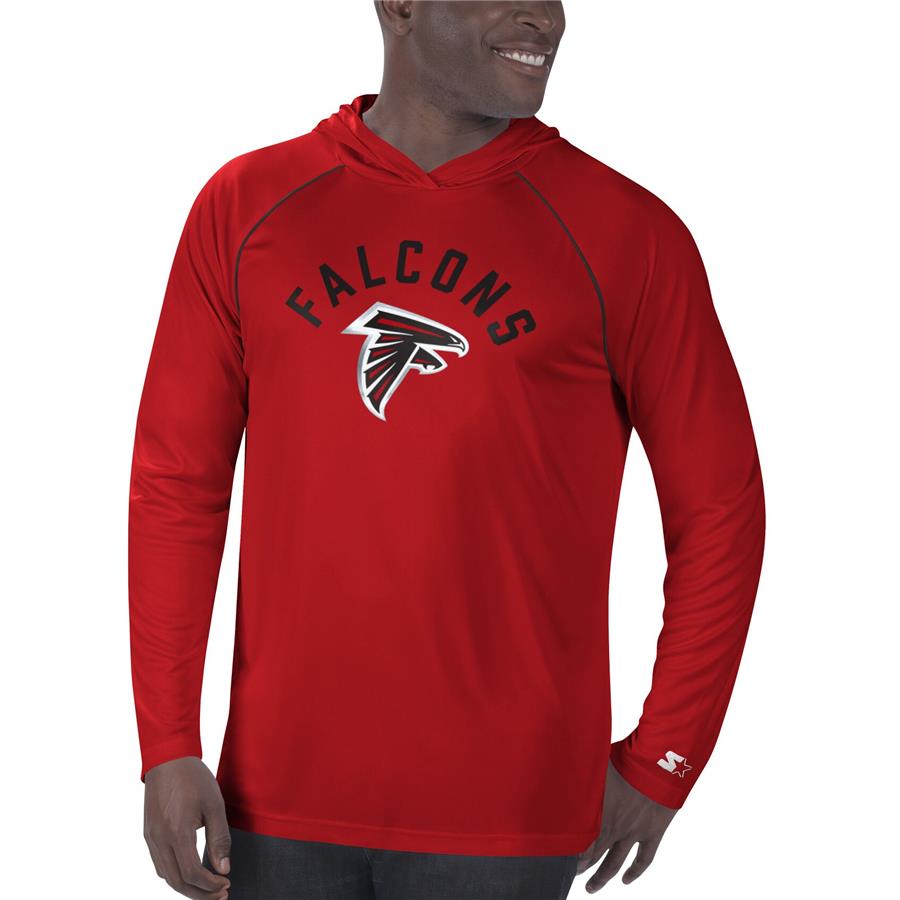Atlanta Falcons Starter Raglan Long Sleeve Hoodie T-Shirt - Red