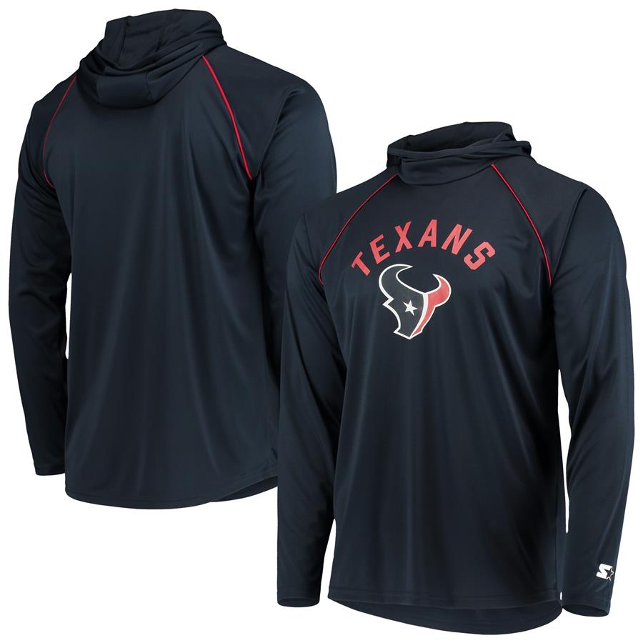 Houston Texans Starter Raglan Long Sleeve Hoodie T-Shirt - Navy