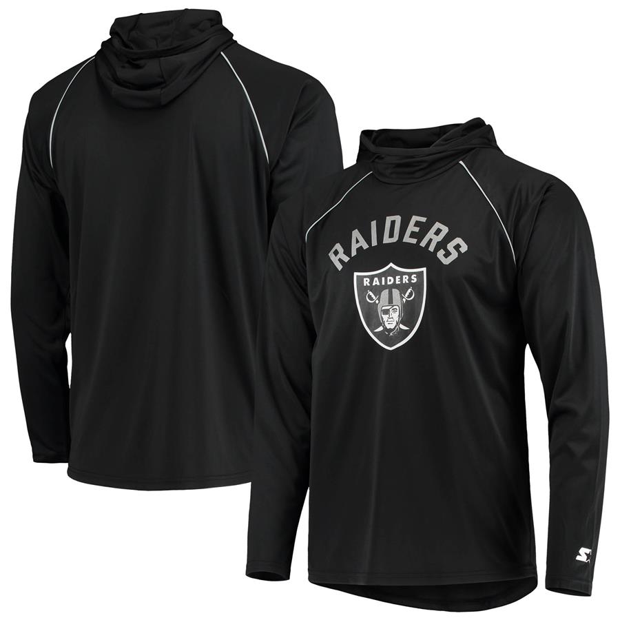 Las Vegas Raiders Starter Raglan Long Sleeve Hoodie T-Shirt - Black