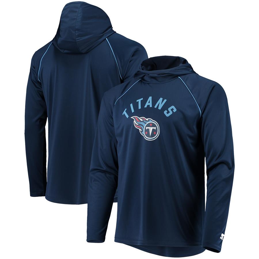 Tennessee Titans Starter Raglan Long Sleeve Hoodie T-Shirt - Navy