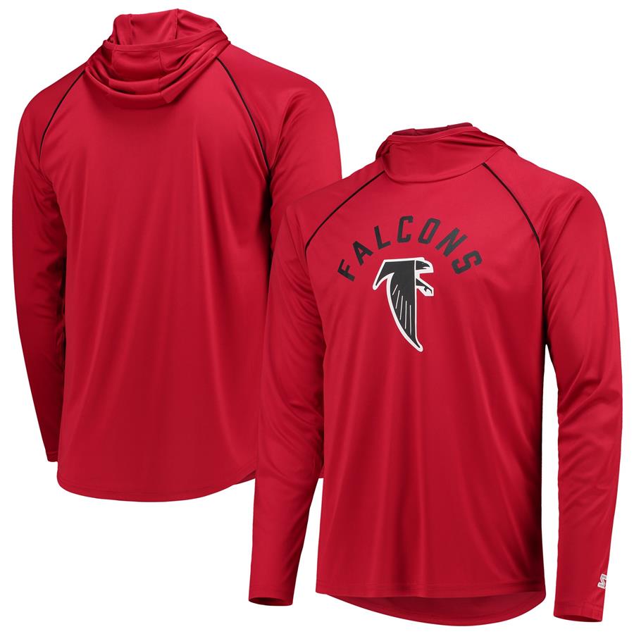 Atlanta Falcons Starter Throwback Raglan Hoodie Long Sleeve T-Shirt - Red