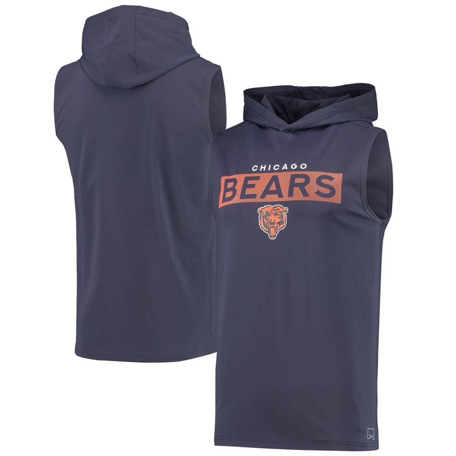 Chicago Bears MSX by Michael Strahan Movement Sleeveless Performance Pullover Hoodie - Navy