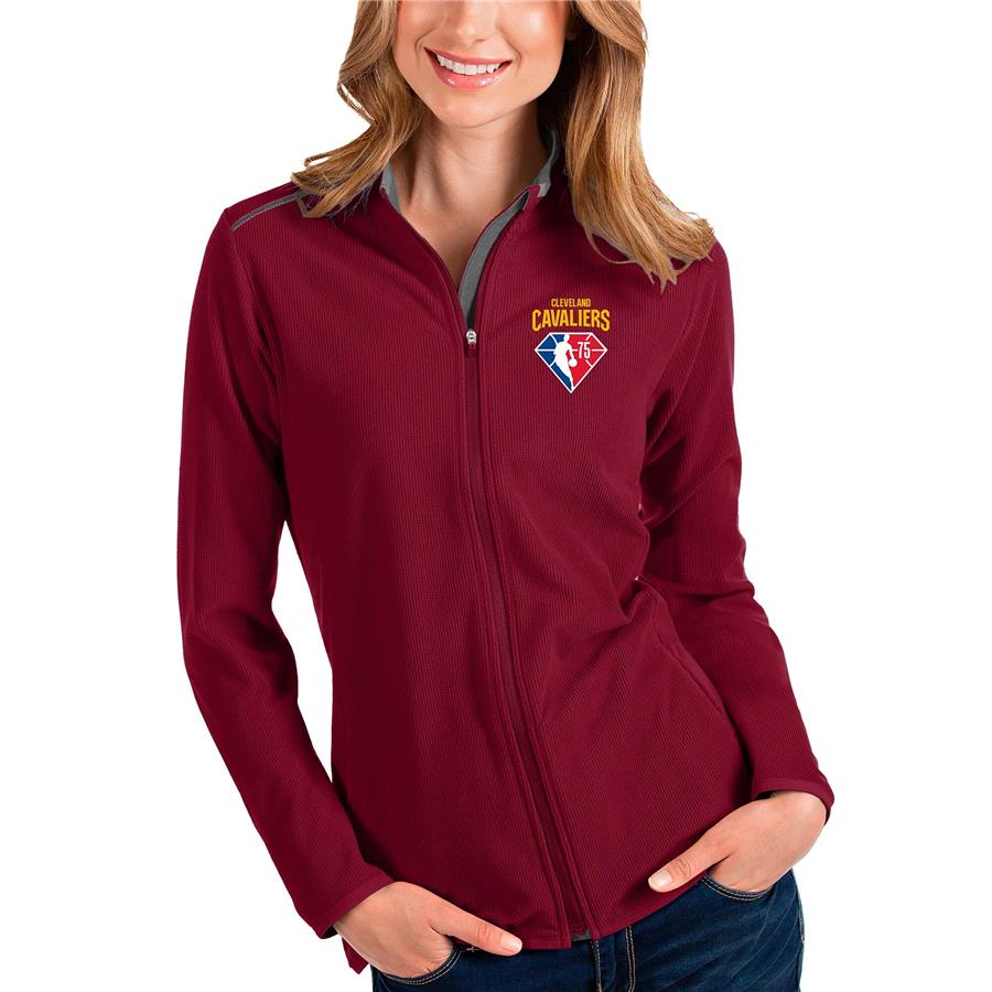 Cleveland Cavaliers Antigua Women's NBA 75th Anniversary Glacier Full-Zip Jacket - Wine