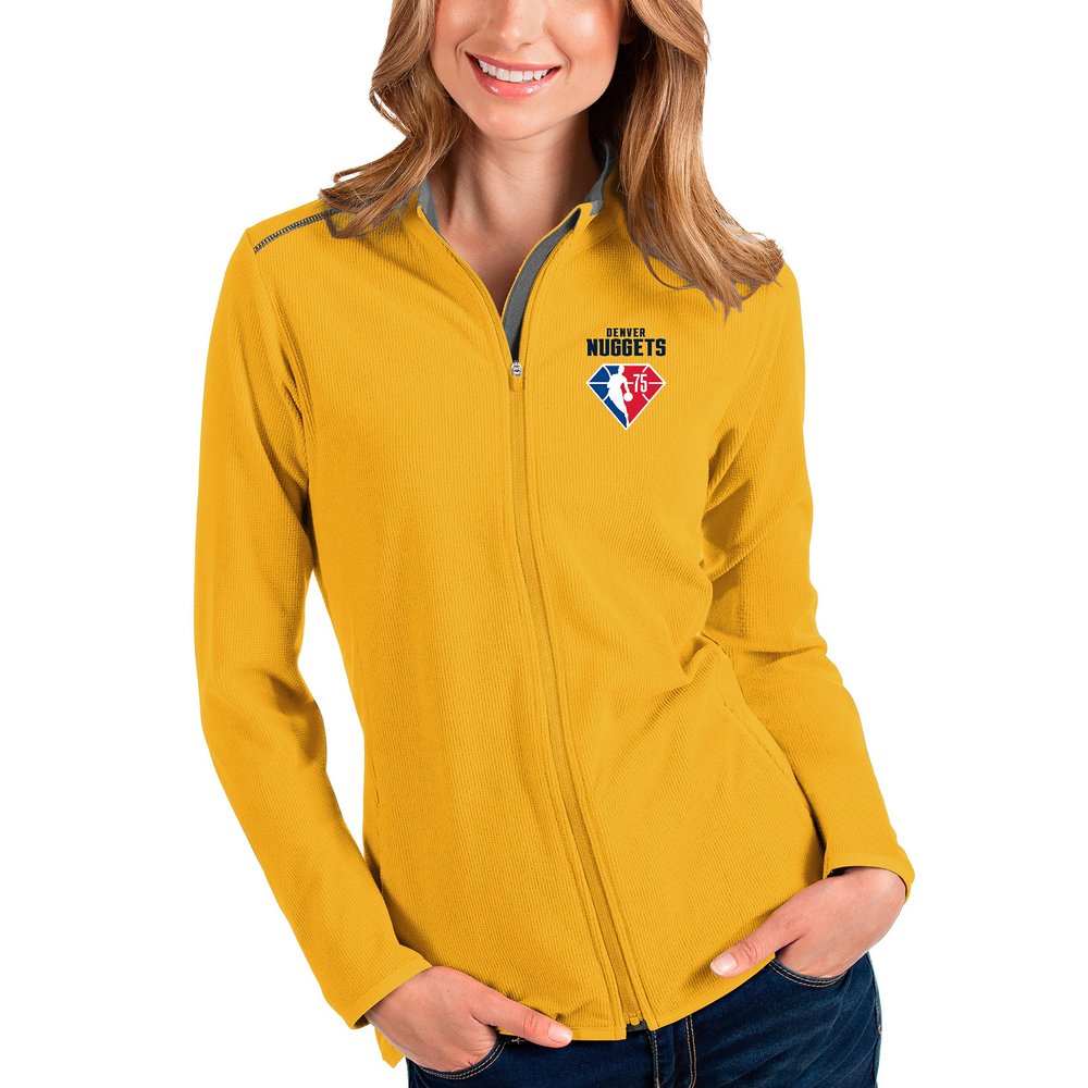 Denver Nuggets Antigua Women's NBA 75th Anniversary Glacier Full-Zip Jacket - Gold
