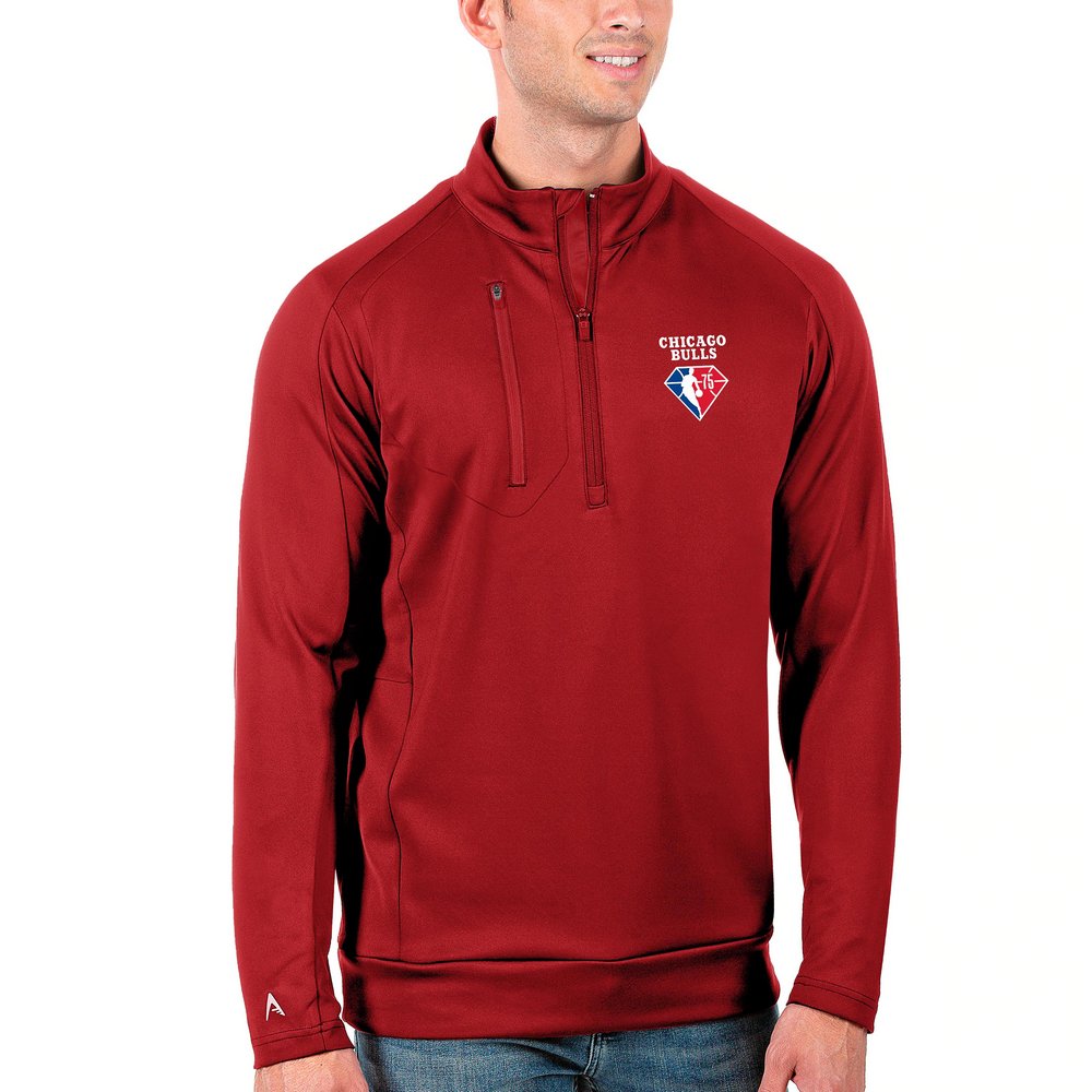 Chicago Bulls Antigua NBA 75th Anniversary Generation Quarter-Zip Pullover Jacket - Red