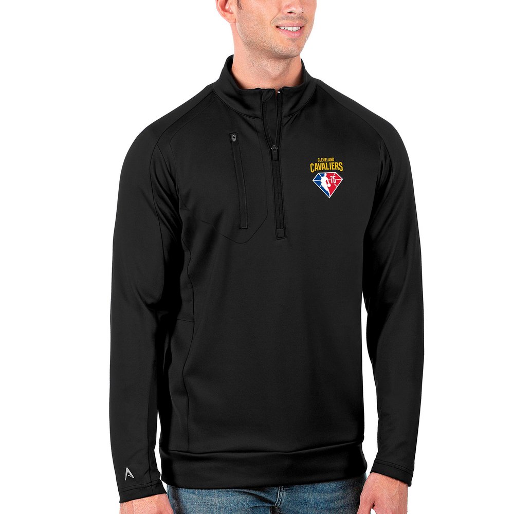 Cleveland Cavaliers Antigua NBA 75th Anniversary Generation Quarter-Zip Pullover Jacket - Black