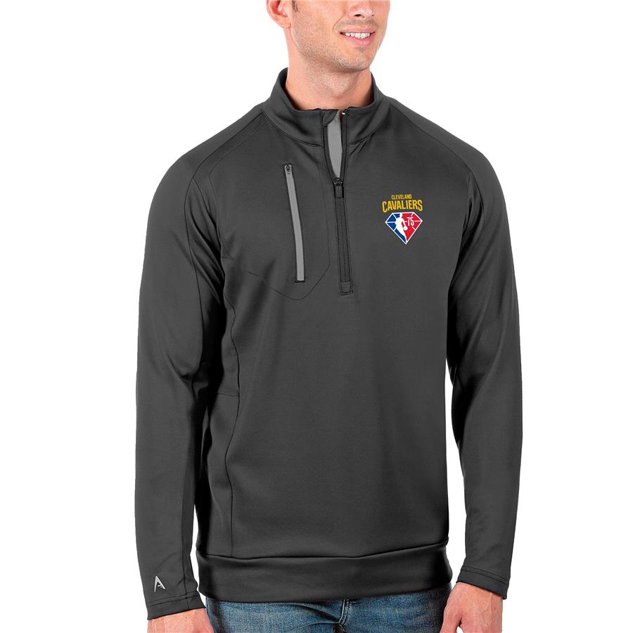 Cleveland Cavaliers Antigua NBA 75th Anniversary Generation Quarter-Zip Pullover Jacket - Charcoal